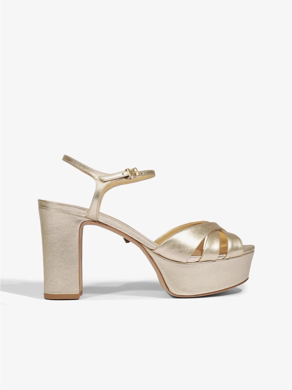 Schutz Keefa Gold Sandal Platform Heels Size 8.5